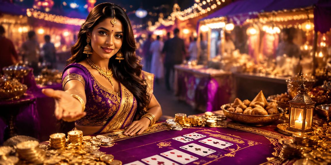 Night market atmosphere in India where Andar Bahar is played